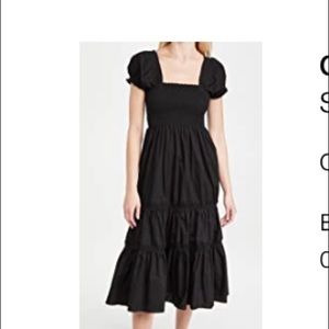 OPT square necked smocked maxi dress in black NWT